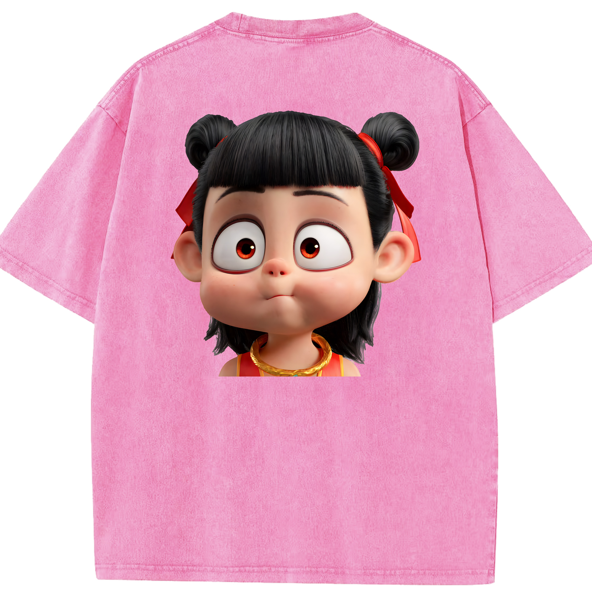 （画像用） Ne Zha 2 ナタ 魔童の大暴れ 綿100% ヴィンテージ風 半袖Tシャツ（背面プリント）